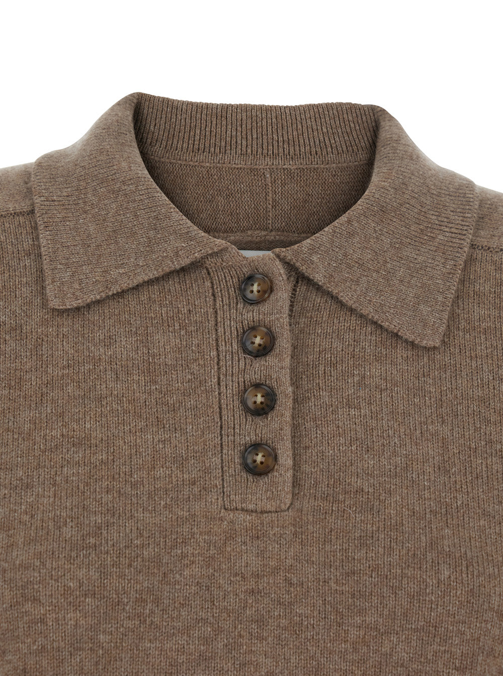 Brown Cashmere Polo Style Sweater