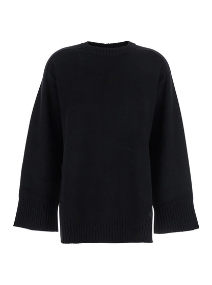 Black Crew Neck Sweater in Wool