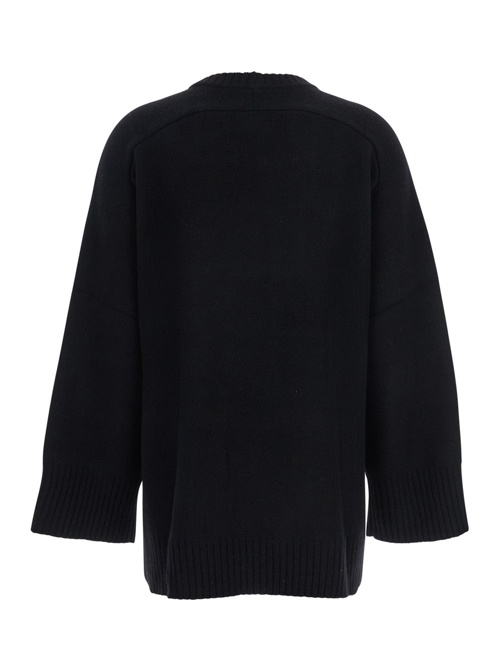 Black Crew Neck Sweater in Wool