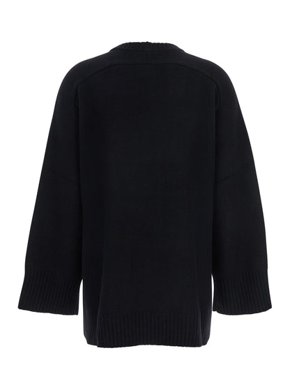 Black Crew Neck Sweater in Wool