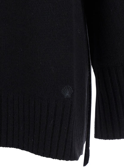 Black Crew Neck Sweater in Wool