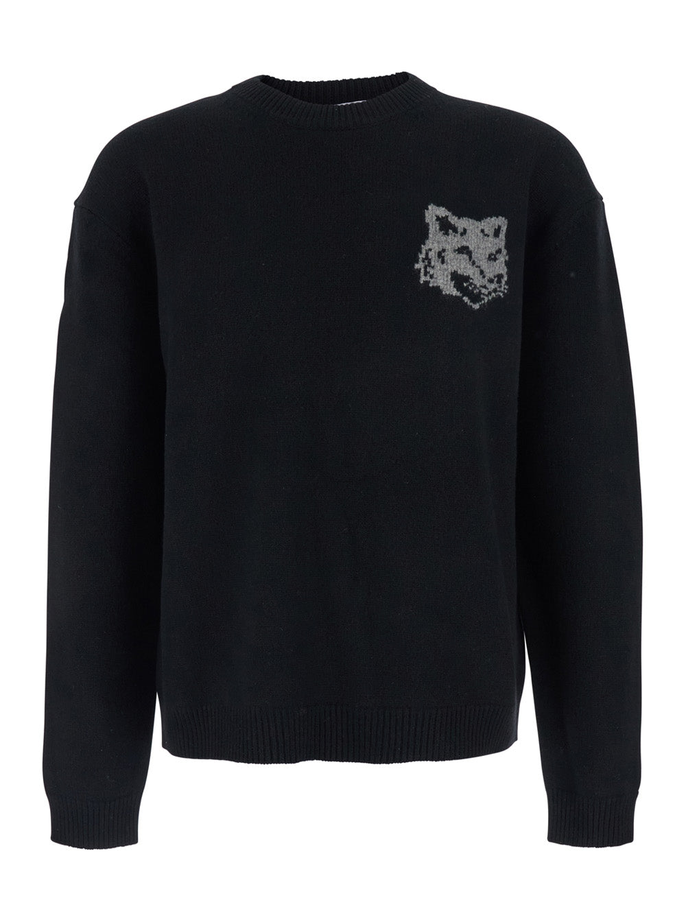 Black Crewneck Sweater With Logo Embroidery
