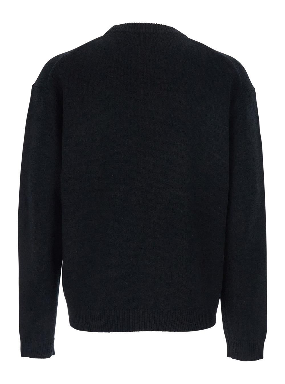 Black Crewneck Sweater With Logo Embroidery