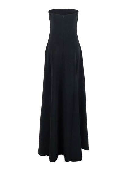 Black Long Dress With Bare Shoulders