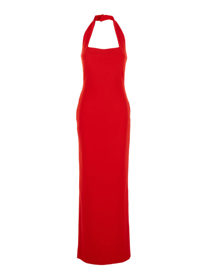 Red Long Dress With Square Neckline