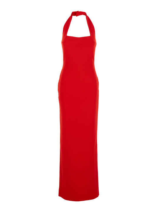 Red Long Dress With Square Neckline