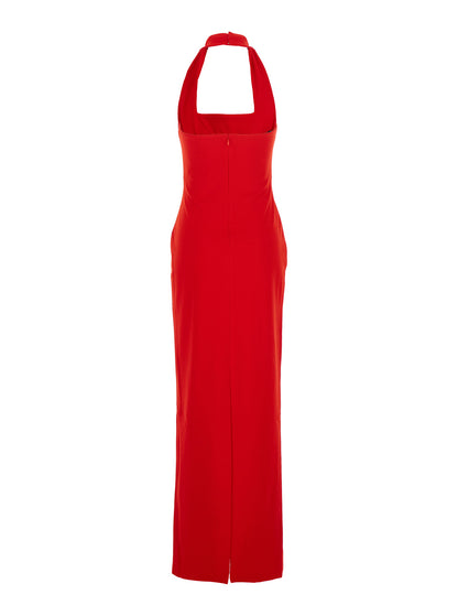 Red Long Dress With Square Neckline