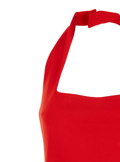 Red Long Dress With Square Neckline