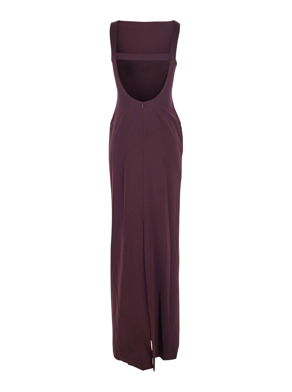 Bordeaux Long Dress With Square Neckline