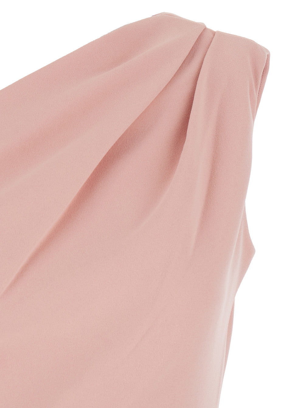 Pink One-Shoulder Long Dress With Draped Neckline