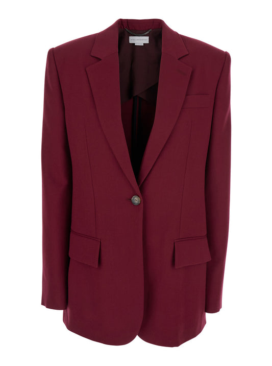 Bordeaux Single-Breasted Jacket With Notched Revers