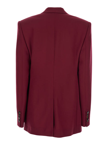 Bordeaux Single-Breasted Jacket With Notched Revers