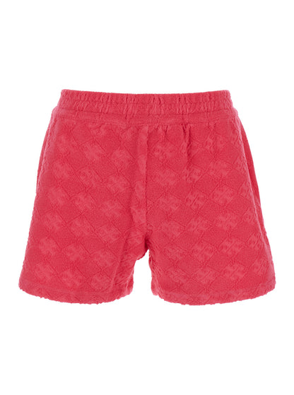 Pink Shorts With Elastic Waist and Logo Embroidery