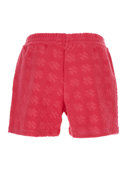 Pink Shorts With Elastic Waist and Logo Embroidery