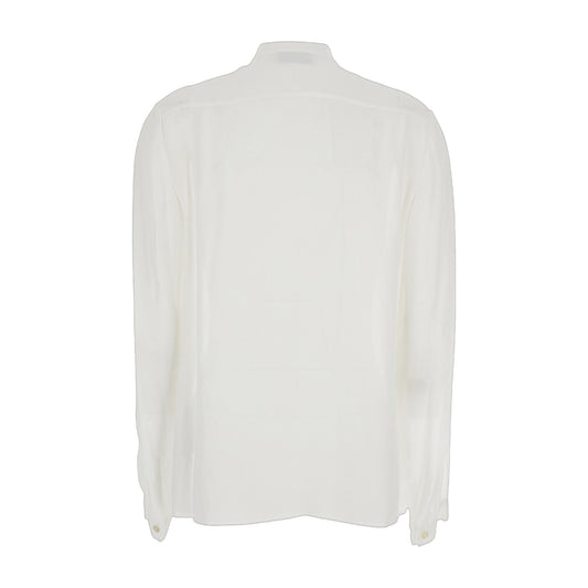White Viscose Blouse With Pussybow Collar