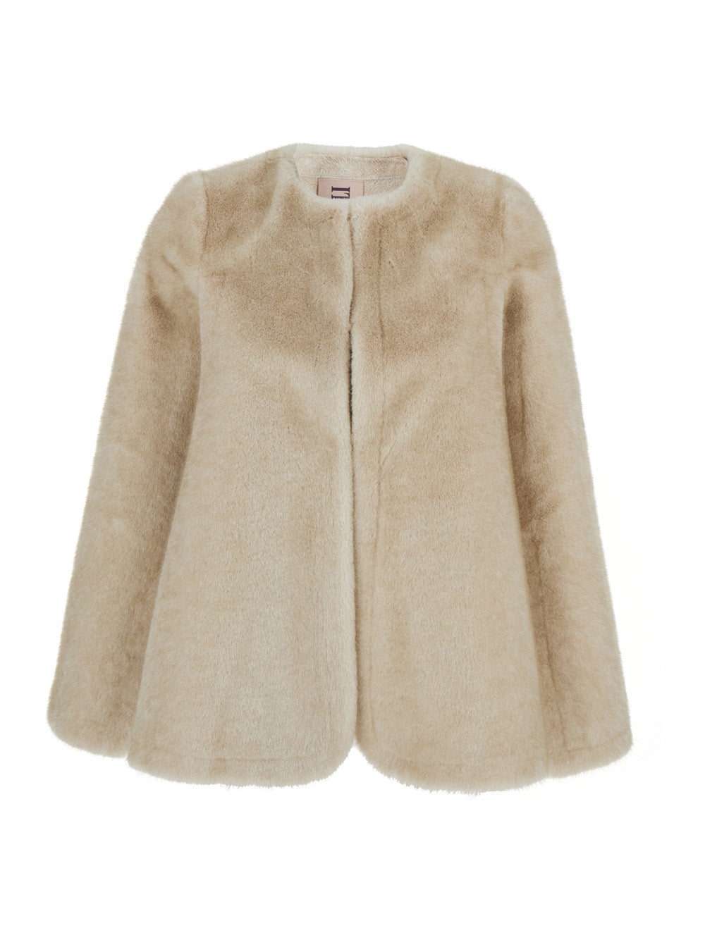 Beige Round Neck Hood With Trapezoid Design