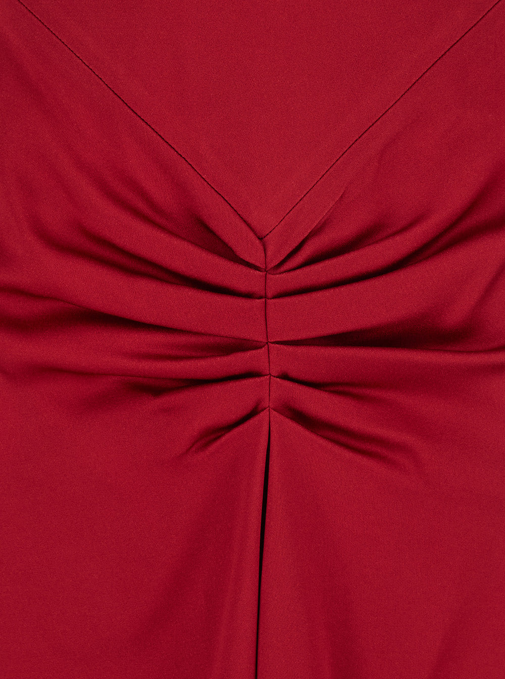 Red Midi Dress With Gathered Waist