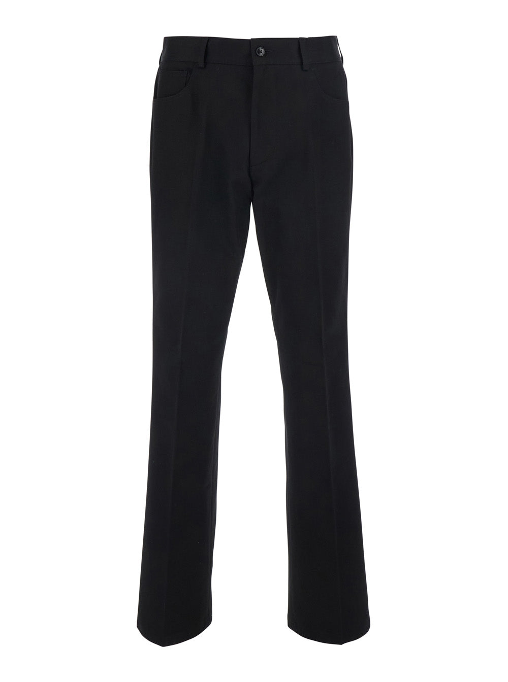 Trousers Slim Flat Black Cotton