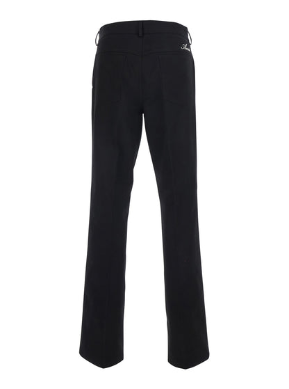 Trousers Slim Flat Black Cotton