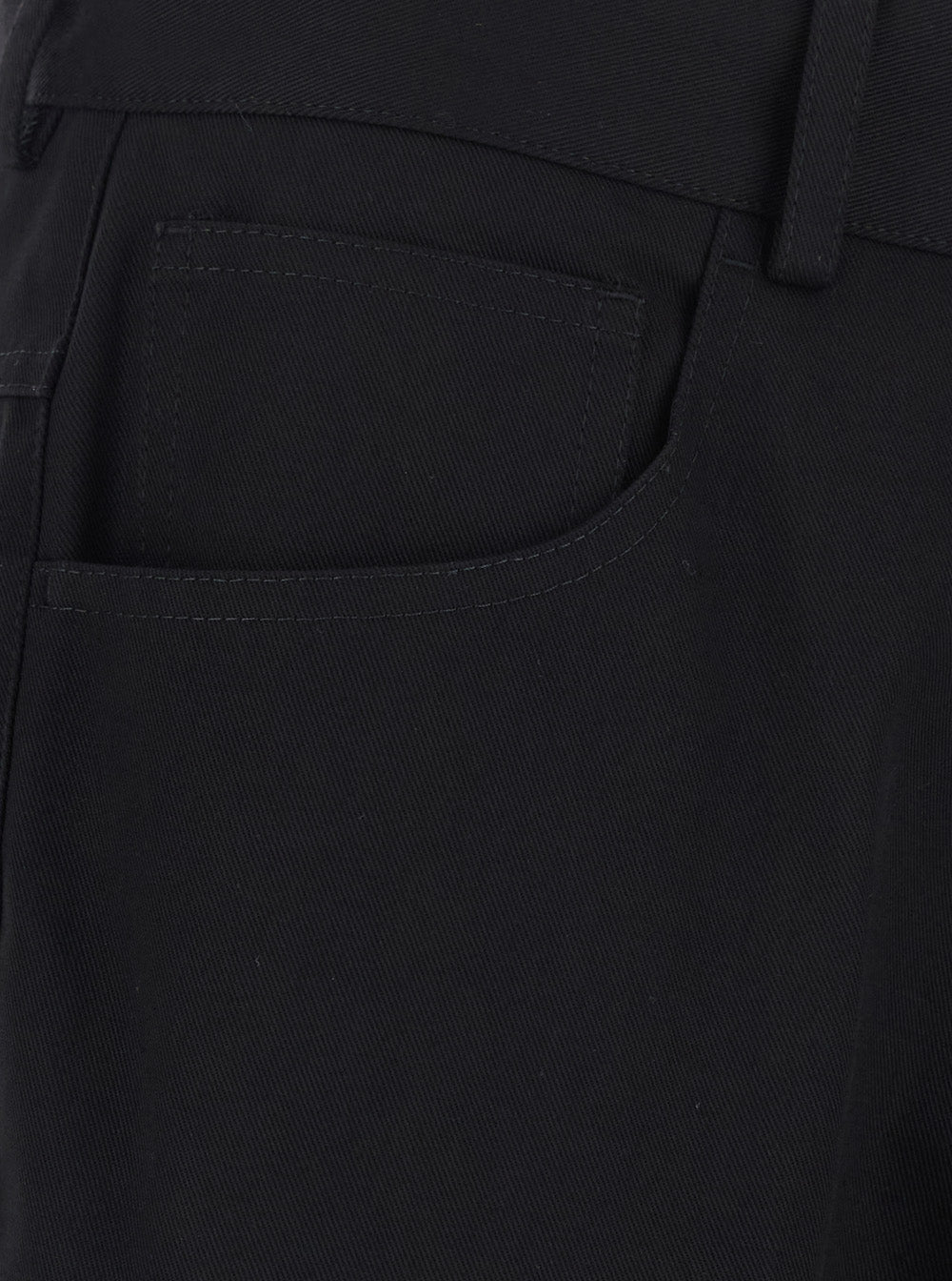 Trousers Slim Flat Black Cotton