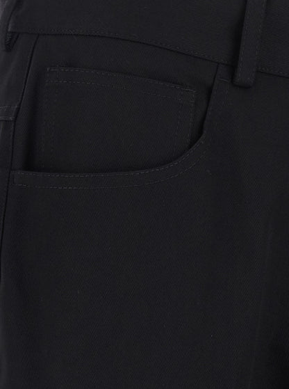 Trousers Slim Flat Black Cotton