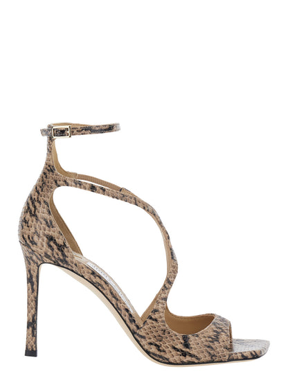 Heeled Sandals Azia Beige Leather