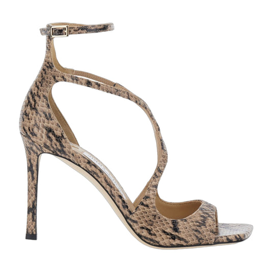 Heeled Sandals Azia Beige Leather