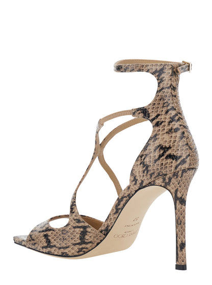 Heeled Sandals Azia Beige Leather