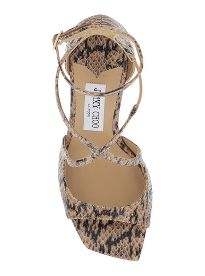 Heeled Sandals Azia Beige Leather