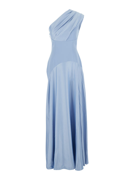 One-Shoulder Long Dress Gabriela Light Blue