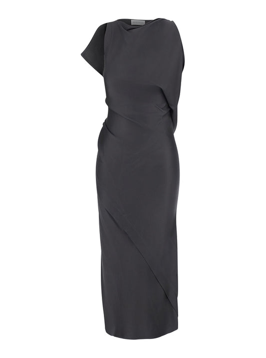 Long Sleeveless Dress in Brown