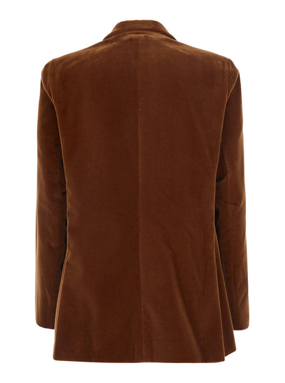 Double-Breasted Velvet Jacket Jealousy Brown
