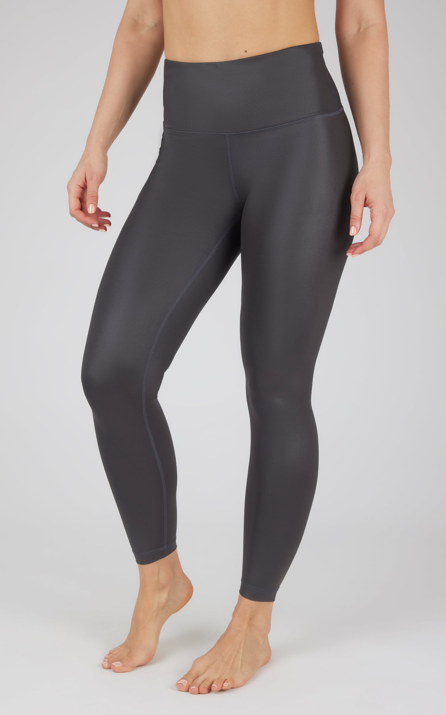 Interlink Faux Leather High Waist Cire 7/8 Ankle