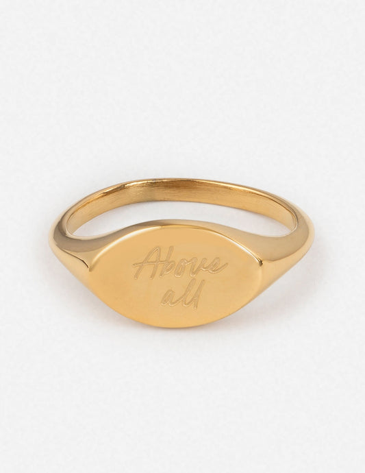 Elevated Faith Above All Oval Signet Ring