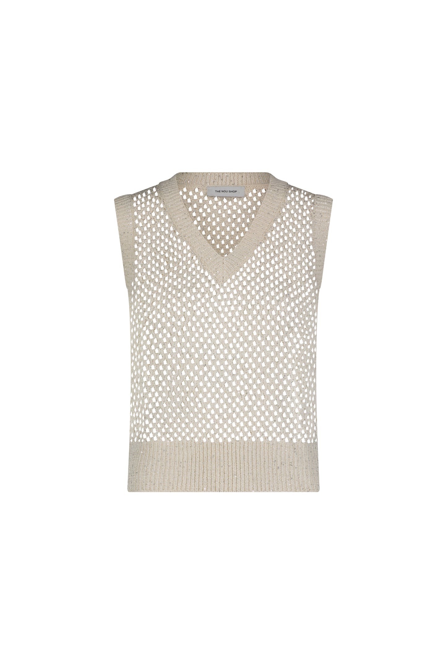 Addison Sequin Crochet Top - Pearl