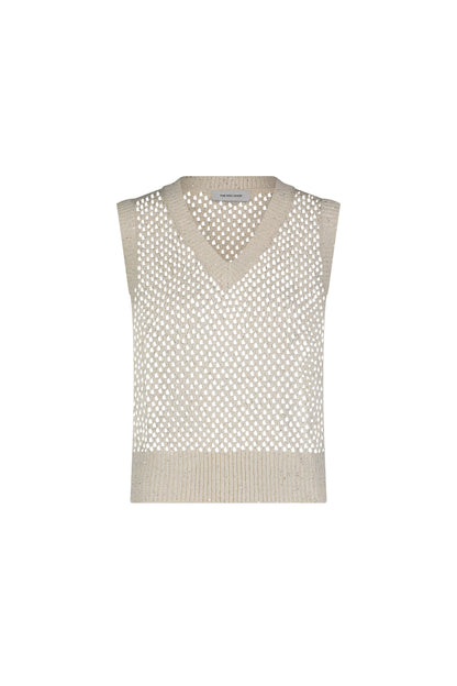 Addison Sequin Crochet Top - Pearl