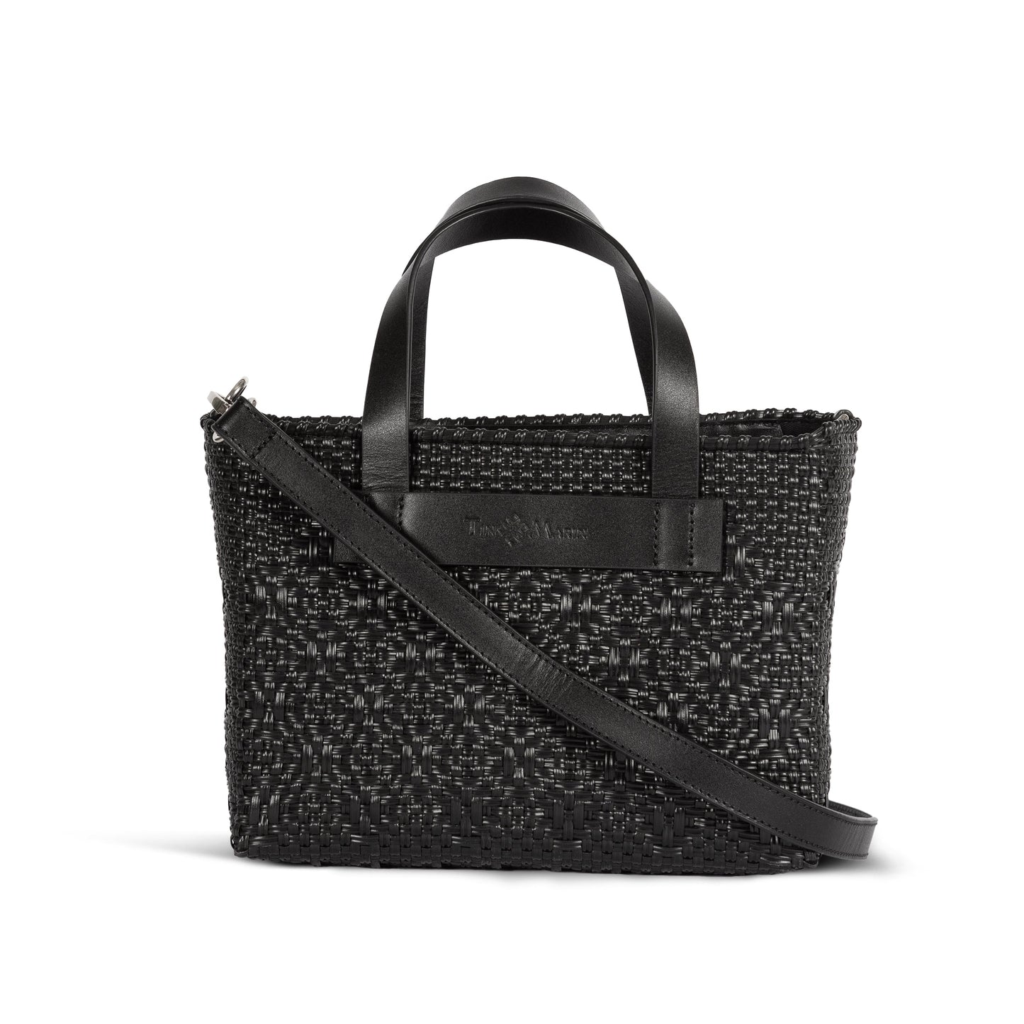All Black Small Woven Crossbody Bag