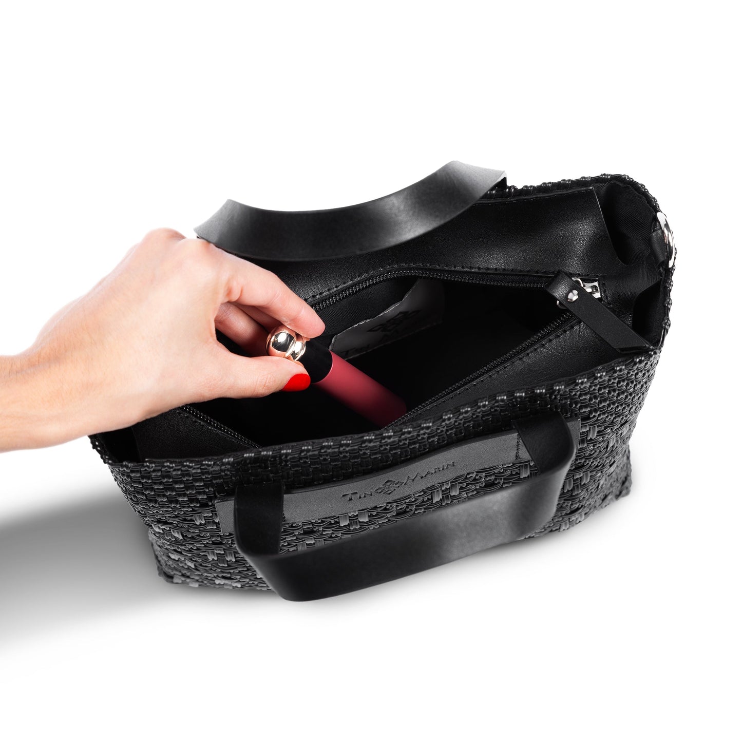 All Black Small Woven Crossbody Bag