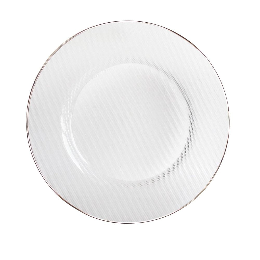 Jay Companies Glass Charger Plate With Platinum Rim