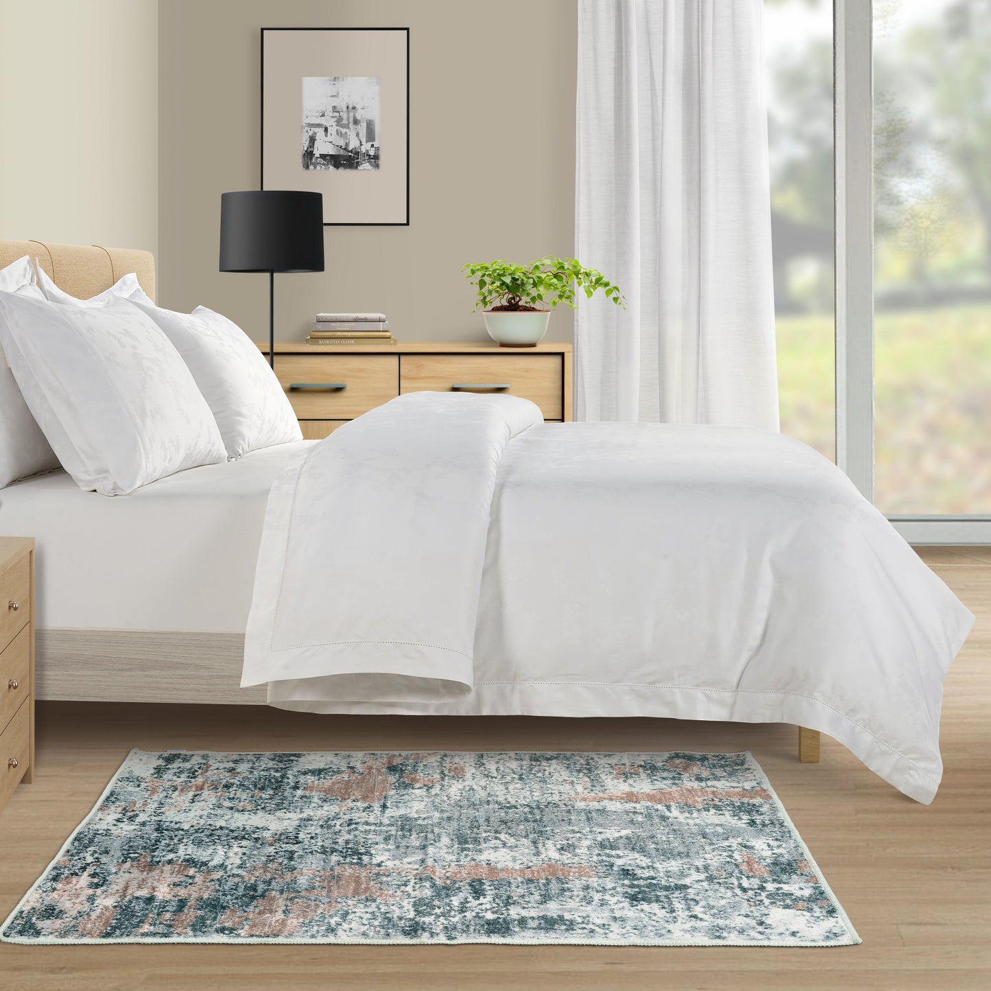 Kathy Ireland Soft Brushed Flannel Washable Rug With Latex Back