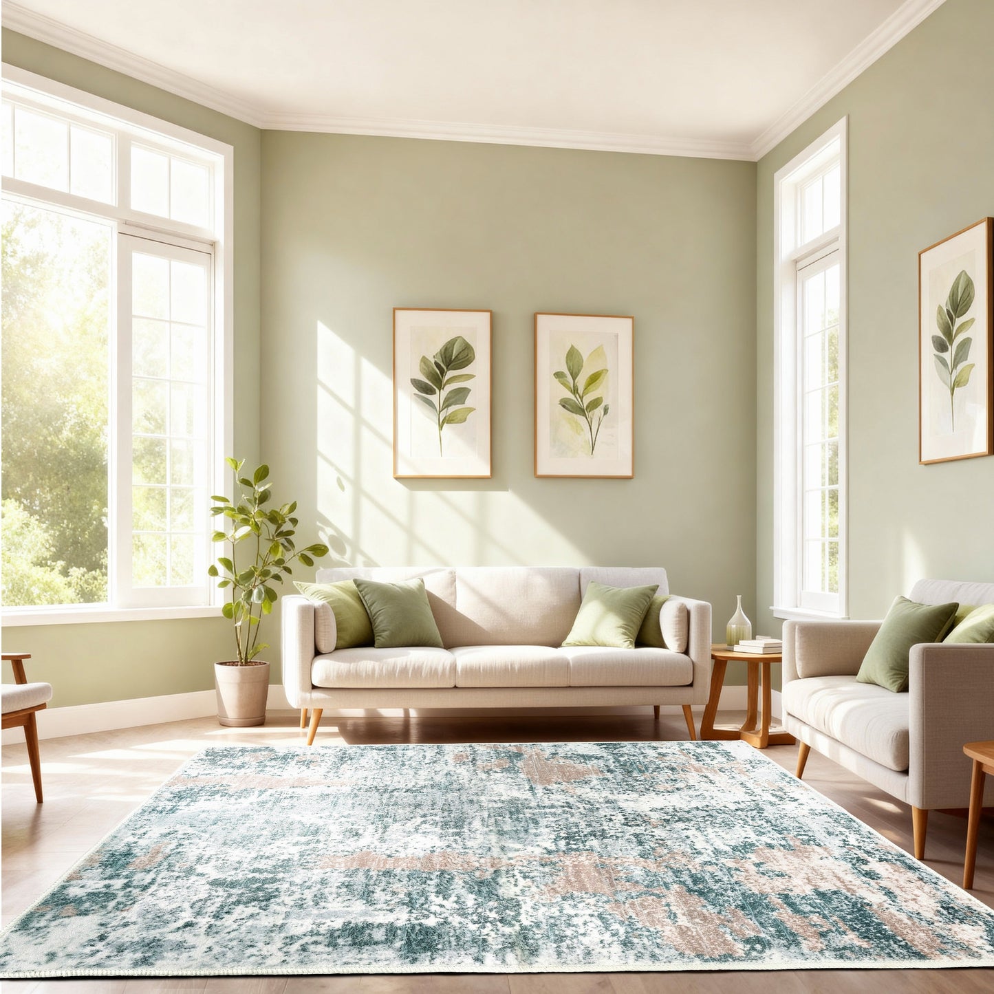 Kathy Ireland Soft Brushed Flannel Washable Rug With Latex Back