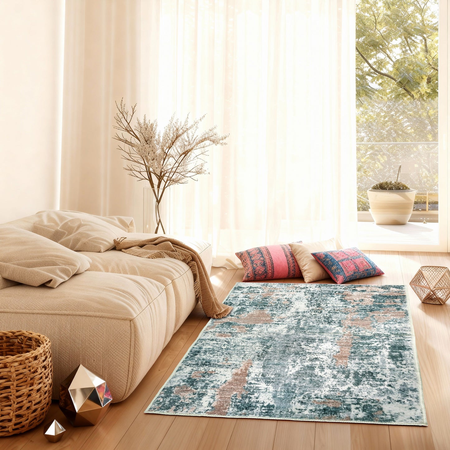 Kathy Ireland Soft Brushed Flannel Washable Rug With Latex Back