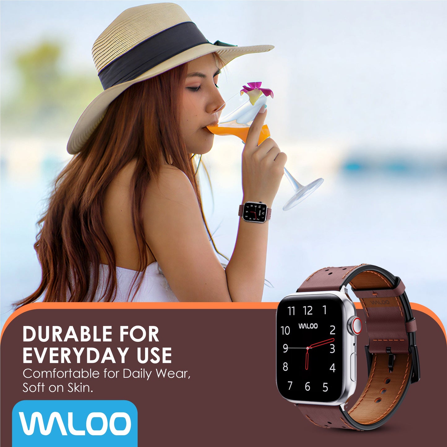 Waloo Breathable Leather Band For Apple Watch