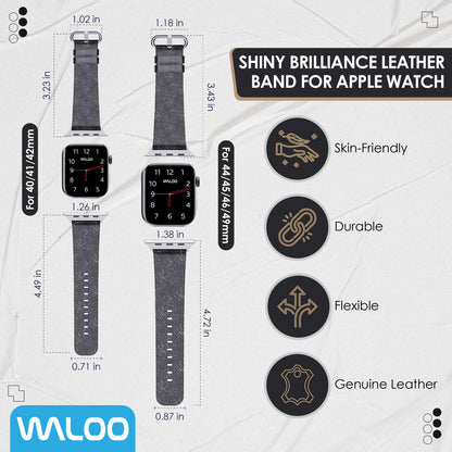 Waloo Shiny Brilliance Leather Band For Apple Watch