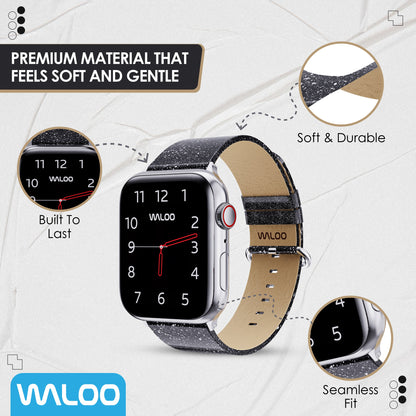 Waloo Shiny Brilliance Leather Band For Apple Watch
