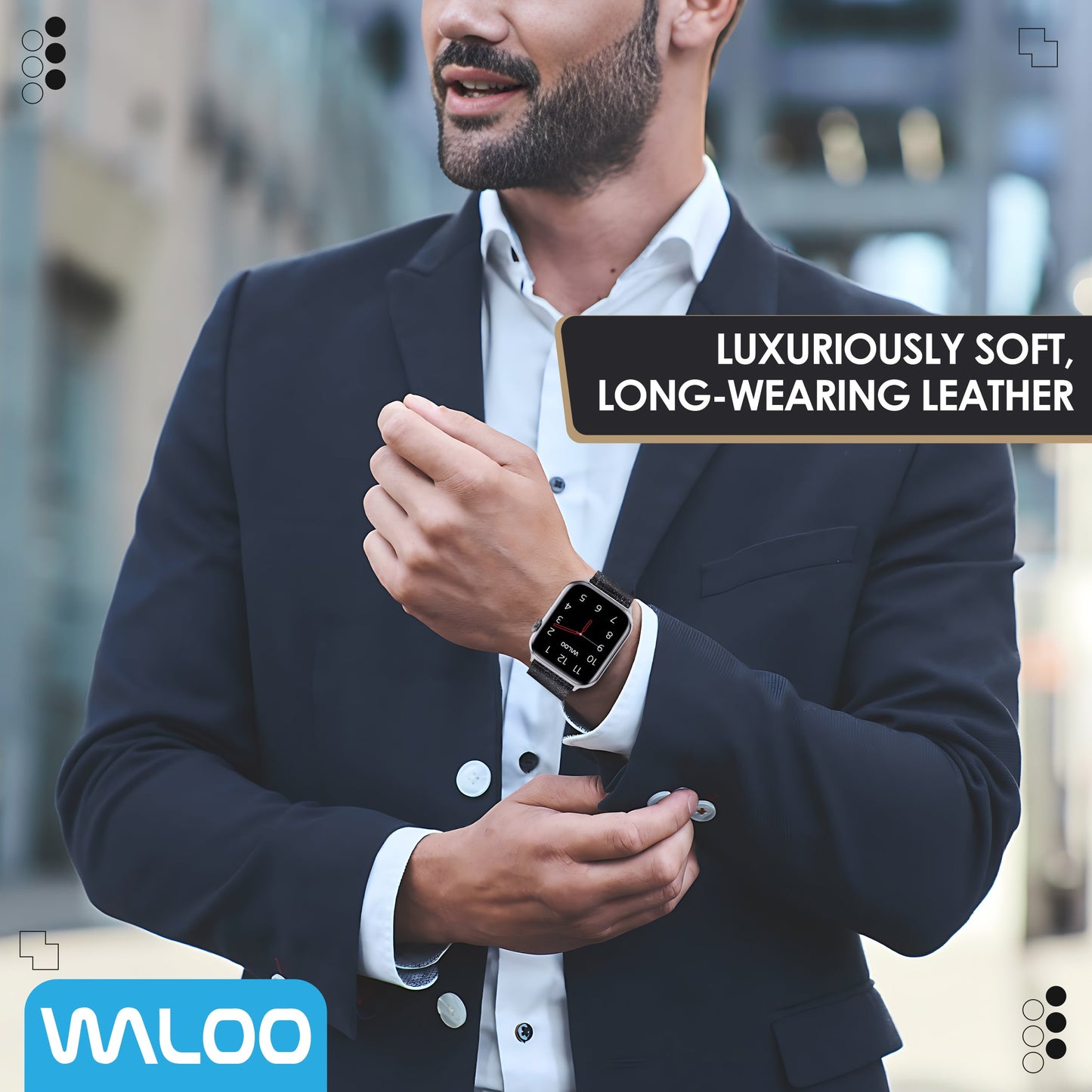Waloo Shiny Brilliance Leather Band For Apple Watch