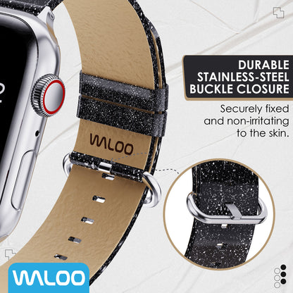 Waloo Shiny Brilliance Leather Band For Apple Watch