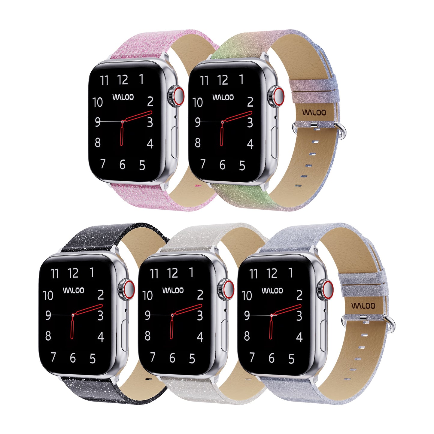 Waloo Shiny Brilliance Leather Band For Apple Watch