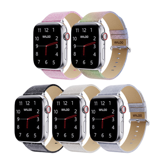 Waloo Shiny Brilliance Leather Band For Apple Watch