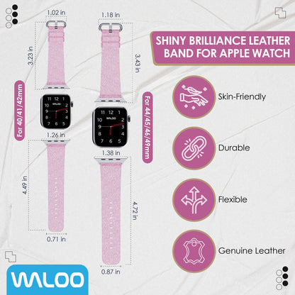 Waloo Shiny Brilliance Leather Band For Apple Watch
